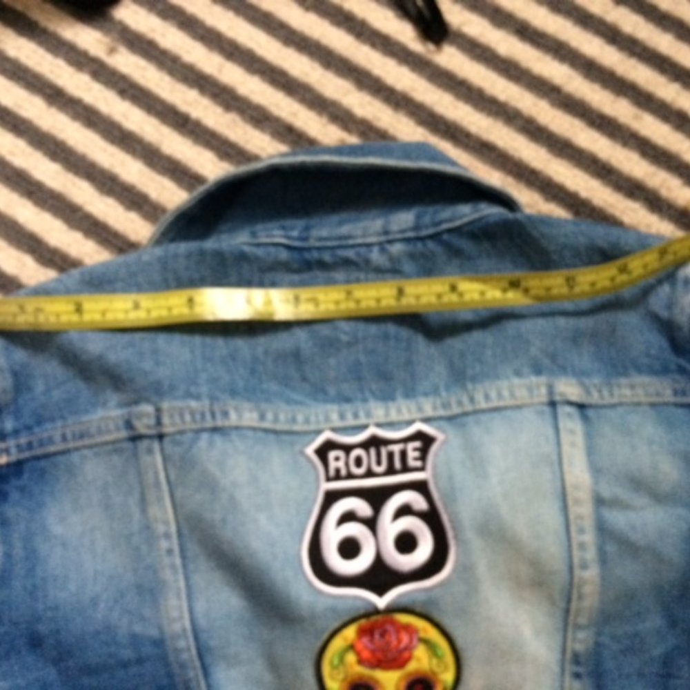 Levi's denim jacket Route 66 patches biker style